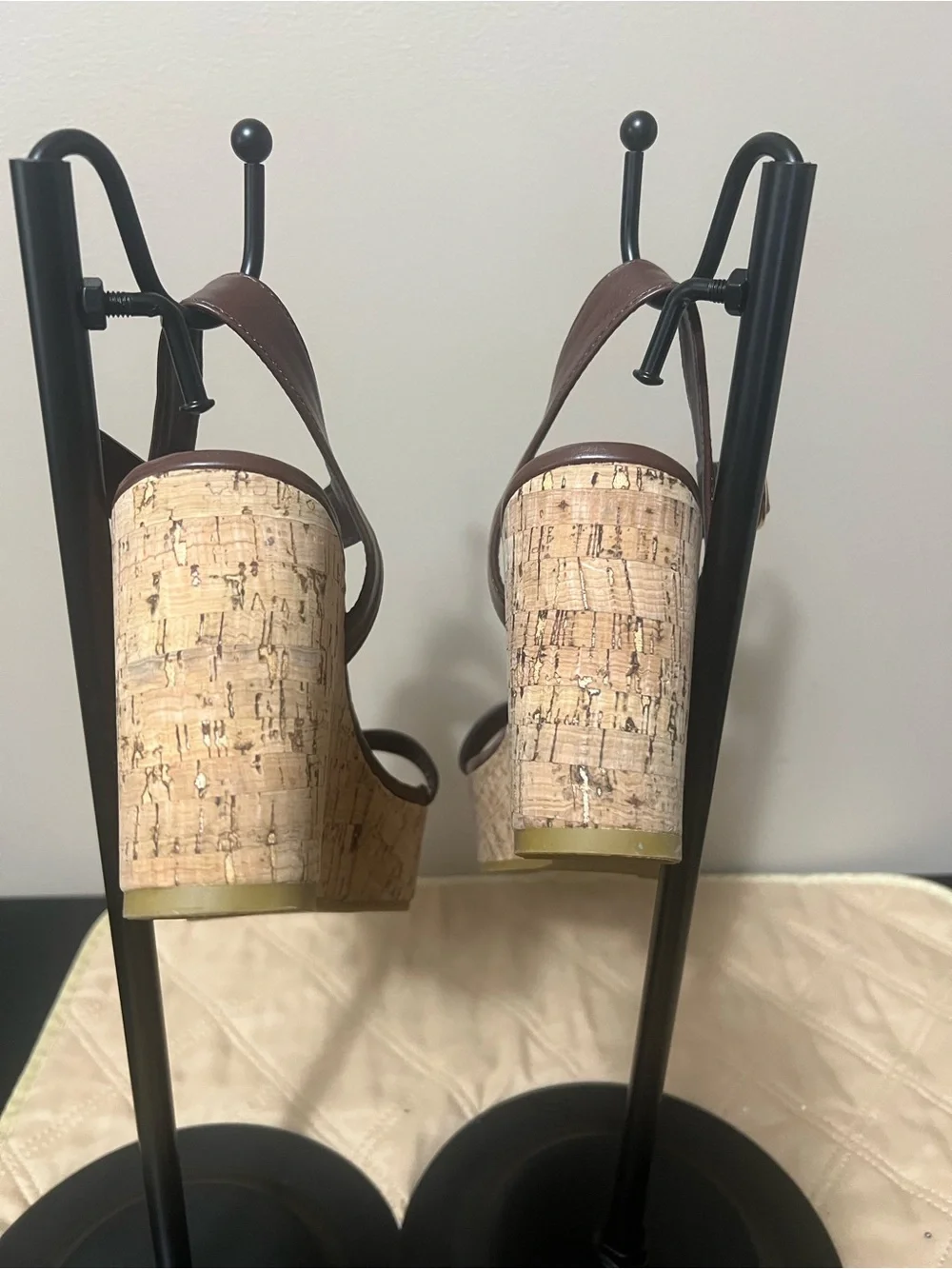 Journee Collection Brown Cork Platform Wedge Sandals